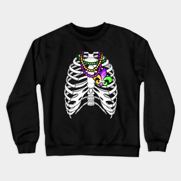 Mardi Gras Skeleton Crewneck Sweatshirt by BDAZ